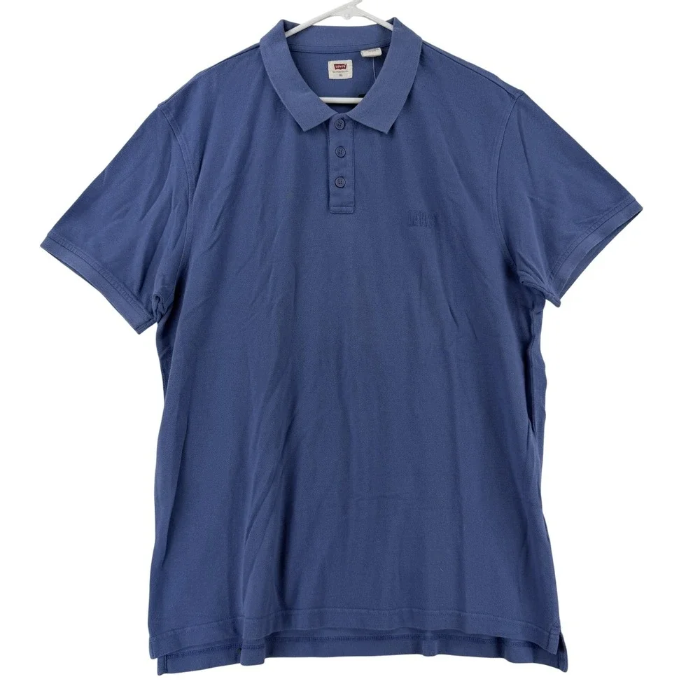 Levi's Polo Shirt Mens‎ XL Blue Cotton Knit Logo Casual Short Sleeve Top
